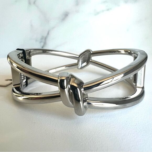 Bancroft Silvertone Knot Hinge Bangle Bracelet NWT - Picture 1 of 3